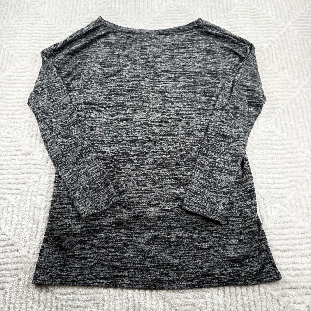 Banana Republic Shirt Womens M Gray Marled Knit Long Sleeve Hi Low Tunic Top - Picture 2 of 8